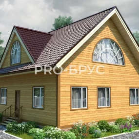 Проект дома из бруса 10 на 12 с мансардой БД-103 вид справа