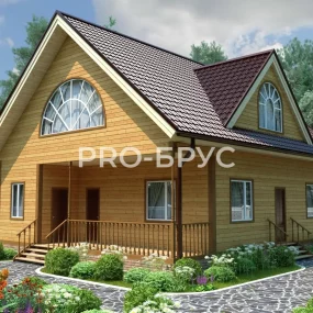 Проект дома из бруса 10 на 12 с мансардой БД-103 главный вид