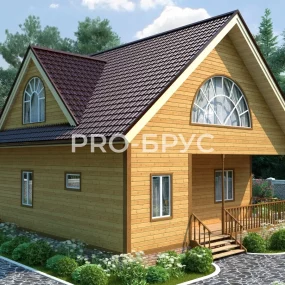 Проект дома из бруса 10 на 12 с мансардой БД-103 вид спереди