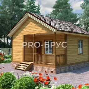 Проект дома из бруса 6 на 6 одноэтажный БД-104 главный вид