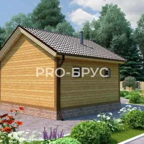 Проект дома из бруса 6 на 6 одноэтажный БД-104 вид слева