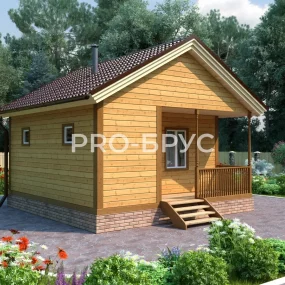 Проект дома из бруса 6 на 6 одноэтажный БД-104 вид спереди