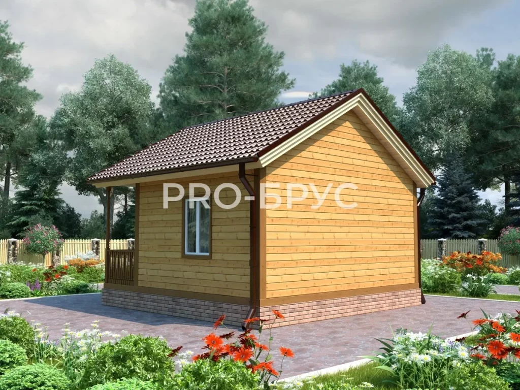 Проект дома из бруса 6 на 6 одноэтажный БД-104 вид справа