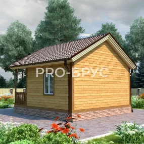 Проект дома из бруса 6 на 6 одноэтажный БД-104 вид справа