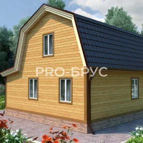 Проект дома из бруса 7 на 8 с мансардой БД-105 вид справа