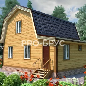 Проект дома из бруса 7 на 8 с мансардой БД-105 главный вид