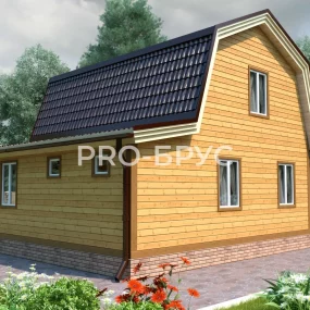 Проект дома из бруса 7 на 8 с мансардой БД-105 вид слева
