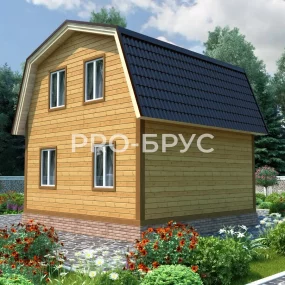 Проект дома из бруса 6 на 7 с мансардой БД-106 вид спереди