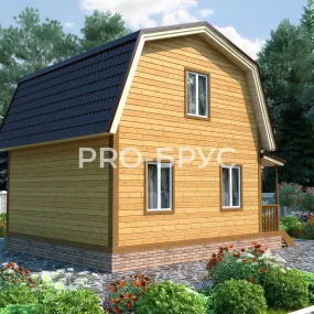 Проект дома из бруса 6 на 7 с мансардой БД-106 вид слева