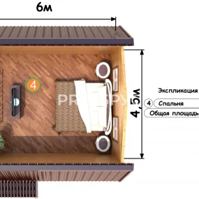 Проект дома из бруса 6 на 7 с мансардой БД-106 план второго этажа