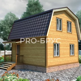 Проект дома из бруса 6 на 7 с мансардой БД-106 вид справа