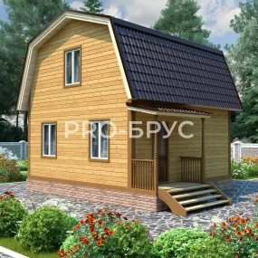 Проект дома из бруса 6 на 7 с мансардой БД-106 главный вид