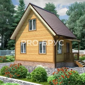 Проект дома из бруса 4 на 6 с мансардой БД-107 вид спереди