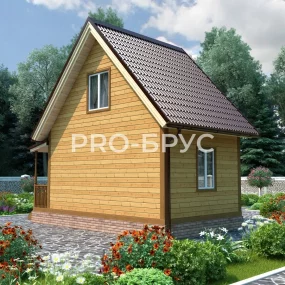 Проект дома из бруса 4 на 6 с мансардой БД-107 вид слева