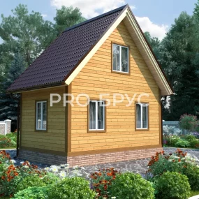 Проект дома из бруса 4 на 6 с мансардой БД-107 вид справа