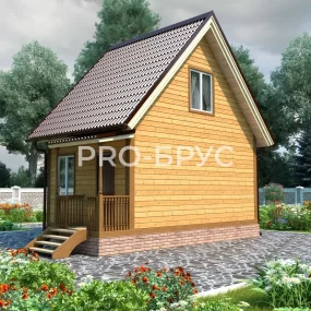 Проект дома из бруса 4 на 6 с мансардой БД-107 главный вид