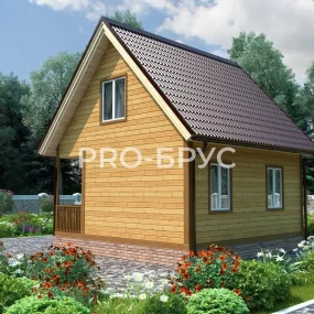 Проект дома из бруса 6 на 6 с мансардой БД-108 вид справа