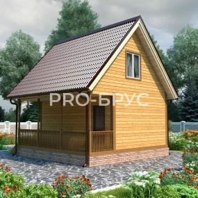 Проект дома из бруса 6 на 6 с мансардой БД-108 вид слева