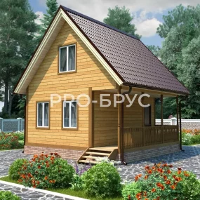 Проект дома из бруса 6 на 6 с мансардой БД-108 главный вид