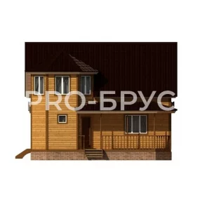 Проект дома из бруса 8 на 9 с мансардой БД-109 вид спереди