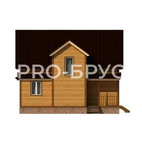 Проект дома из бруса 8 на 9 с мансардой БД-109 вид сзади