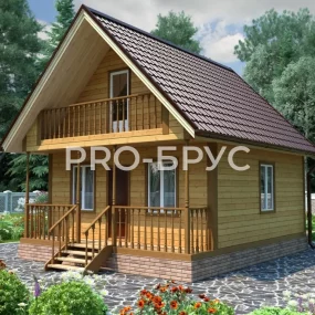 Проект дома из бруса 6 на 7 с мансардой БД-110 главный вид