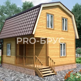 Проект дома из бруса 6 на 6 с мансардой БД-111 главный вид