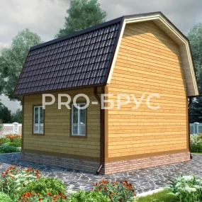 Проект дома из бруса 6 на 6 с мансардой БД-111 вид справа