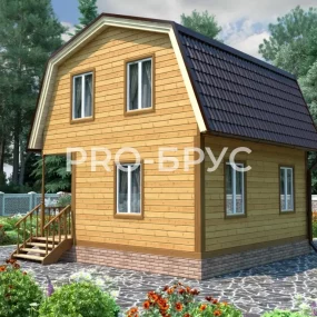 Проект дома из бруса 6 на 6 с мансардой БД-111 вид спереди