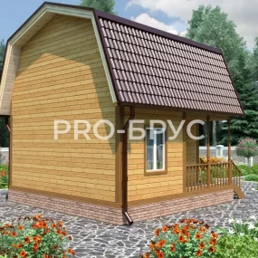 Проект дома из бруса 6 на 6 с мансардой БД-111 вид слева