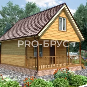 Проект дома из бруса 6 на 8 с мансардой БД-112 вид спереди