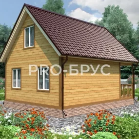Проект дома из бруса 6 на 8 с мансардой БД-112 вид слева