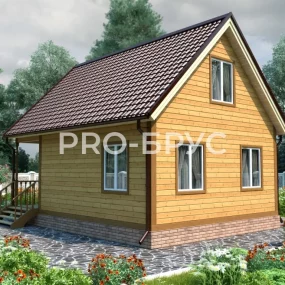 Проект дома из бруса 6 на 8 с мансардой БД-112 вид справа