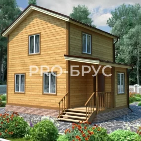 Проект дома из бруса 6 на 8 двухэтажный БД-113 главный вид