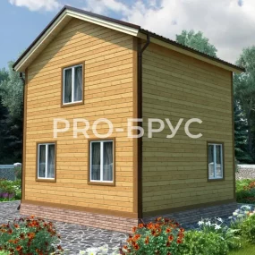 Проект дома из бруса 6 на 8 двухэтажный БД-113 вид слева