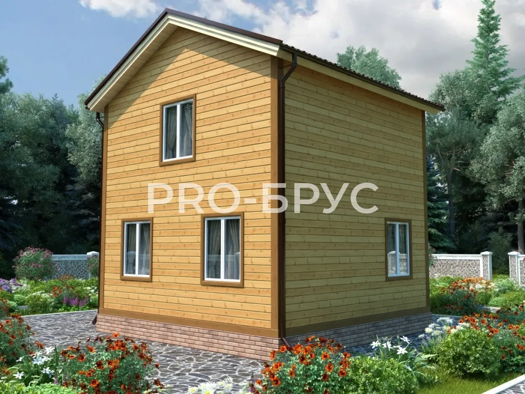 Проект дома из бруса 6 на 8 двухэтажный БД-113 вид слева