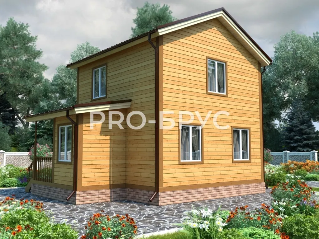 Проект дома из бруса 6 на 8 двухэтажный БД-113 вид справа