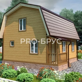 Проект дома из бруса 7 на 9 с мансардой БД-114 вид слева