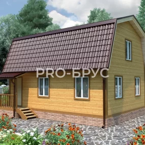 Проект дома из бруса 7 на 9 с мансардой БД-114 главный вид