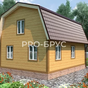 Проект дома из бруса 7 на 9 с мансардой БД-114 вид спереди