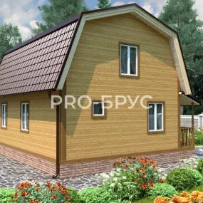 Проект дома из бруса 7 на 9 с мансардой БД-114 вид справа