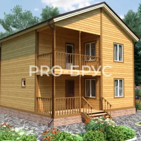 Проект дома из бруса 8 на 8 двухэтажный БД-115 главный вид