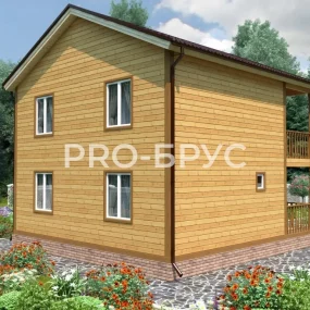 Проект дома из бруса 8 на 8 двухэтажный БД-115 вид слева