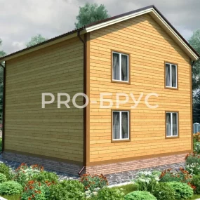 Проект дома из бруса 8 на 8 двухэтажный БД-115 вид справа