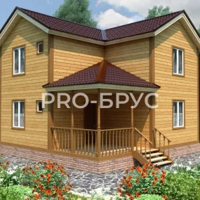 Проект дома из бруса 7 на 8 двухэтажный БД-116 главный вид