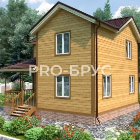 Проект дома из бруса 7 на 8 двухэтажный БД-116 вид слева