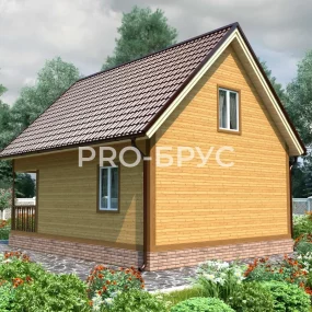 Проект дома из бруса 6 на 8 с мансардой БД-117 вид справа