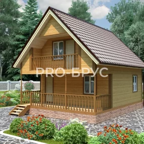 Проект дома из бруса 6 на 8 с мансардой БД-117 главный вид