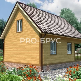 Проект дома из бруса 6 на 8 с мансардой БД-117 вид слева