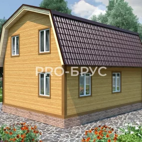 Проект дома из бруса 6 на 8 с мансардой БД-118 вид спереди